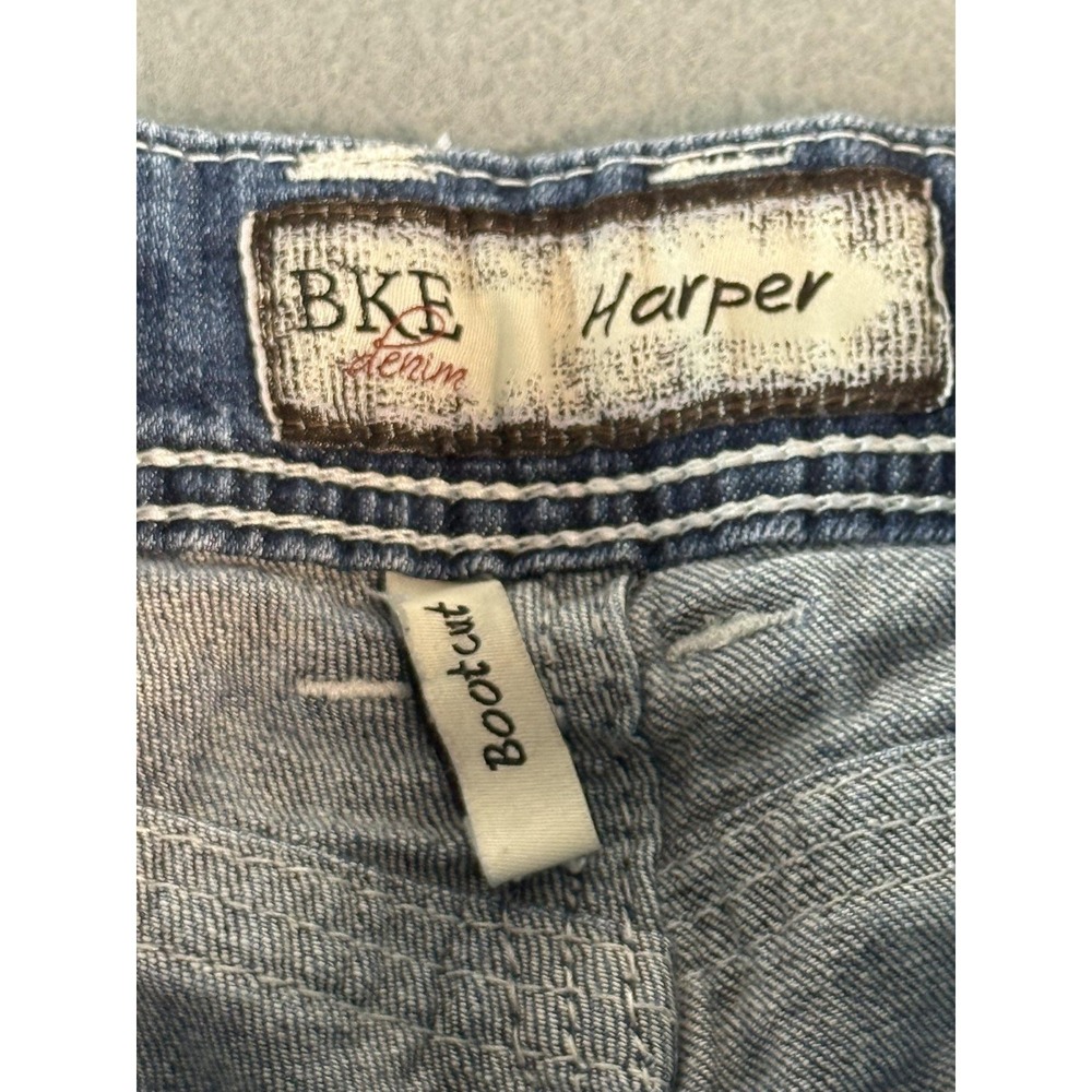 BKE Women's Boot-Cut Jeans in Distressed Blue - Picture 4 of 13